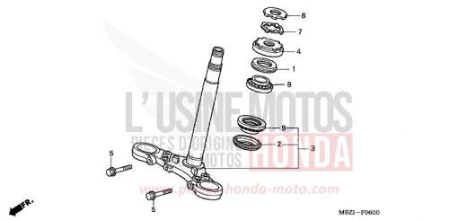 TIGE DE DIRECTION CB600F2 de 2002